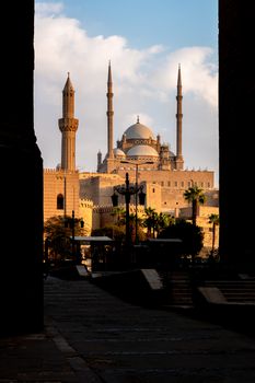 An image of the Mosque of Muhammad Ali in Cairo Egypt at sunset