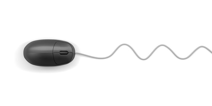 a typical computer mouse on white background 3d illustration