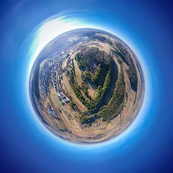 An image of a little planet panorama of Muenklingen Kuppelzen Germany