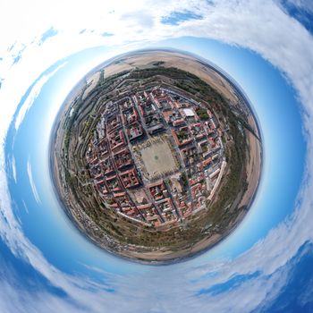 An image of a little planet panorama of Neuf Brisach Alsace France