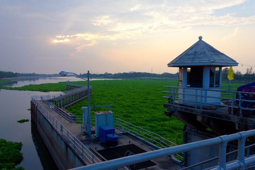 Landscape view of Chaopraya dam in Thailand
