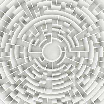 3d illustration of a circle maze from above