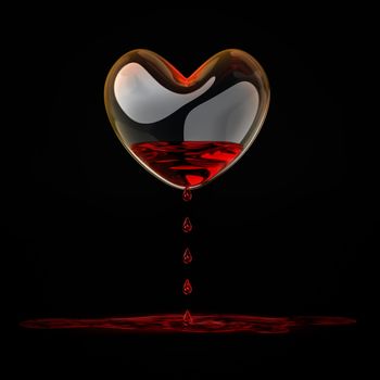 a bleeding heart of glass 3D illustration