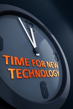 A clock with text time for new technology 3D illustration