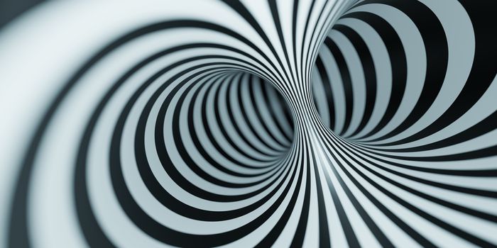 optical illusion black and white tunnel 3D illustration