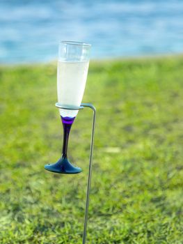 An image of a champagne glass in a stand