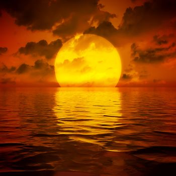 A big sooting sunset wallpaper 3D illustration