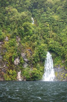 An image of a waterfall at Doubtful Sound Fiordland National Park New Zealand