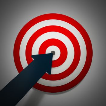 A red white target with arrow 3D illustration