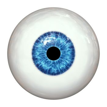 2d illustration of a blue human eye ball