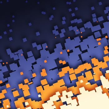 An illustration of an abstract blue orange tiles background