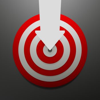 A red white target with arrow 3D illustration