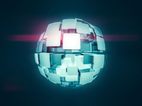 A glowing screens globe sphere 3d illustration