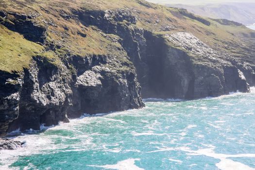 A photography of a rough coast in cornwall