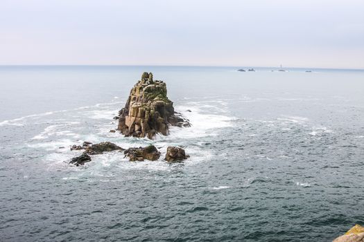 A photography of a rough coast in cornwall