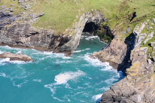 A photography of a rough coast in cornwall