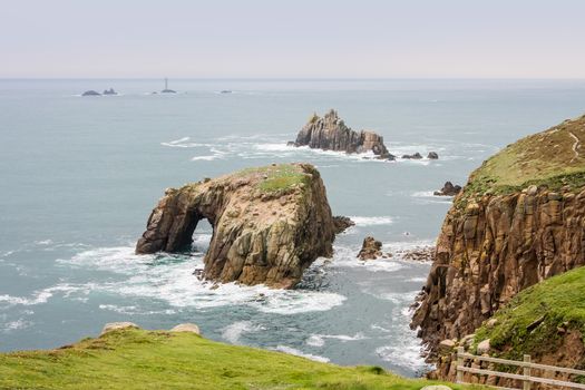 A photography of a rough coast in cornwall