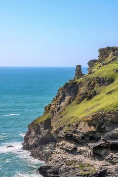 A photography of a rough coast in cornwall