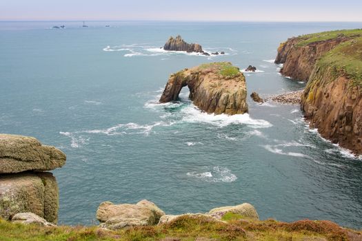 A photography of a rough coast in cornwall