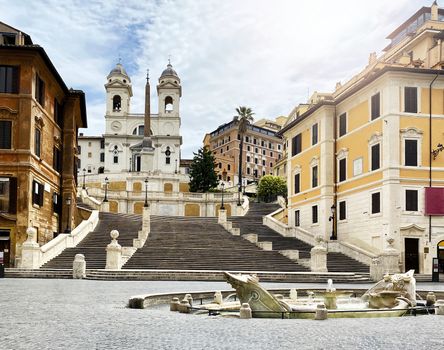 the Spanish steps in Rome unusually deserted during the quarantine due to the spread of the coronavirus