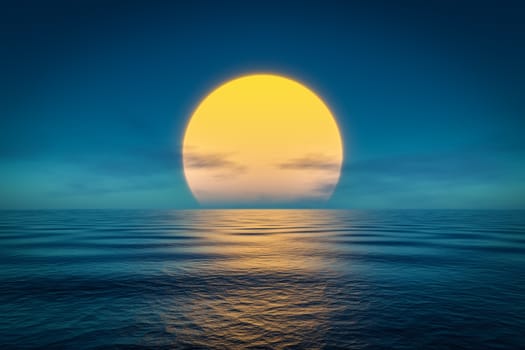 sunset over the sea 3d illustration