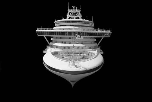 Large cruise ship isolated over black background