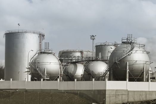 Crude Oil Storage Tanks At Fuel Depot