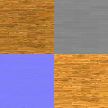 A seamless high res parquet texture bump map diffuse map and normal map for 3d renderings