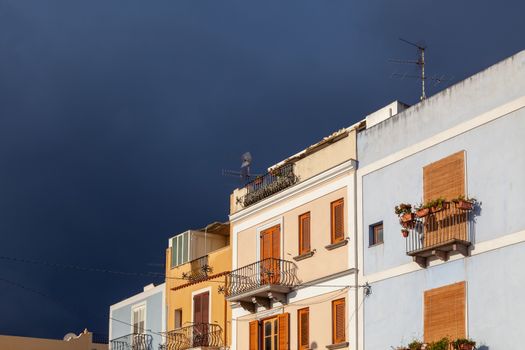 An image of some houses at bad weather Lipari Sicily Italy