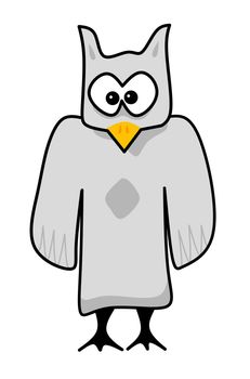 An illustration of a comic character gray watching owl