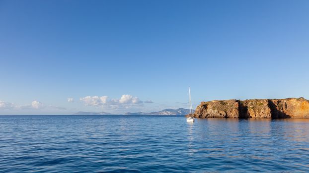 An image of a sailing boat at Lipari Islands Sicily Italy