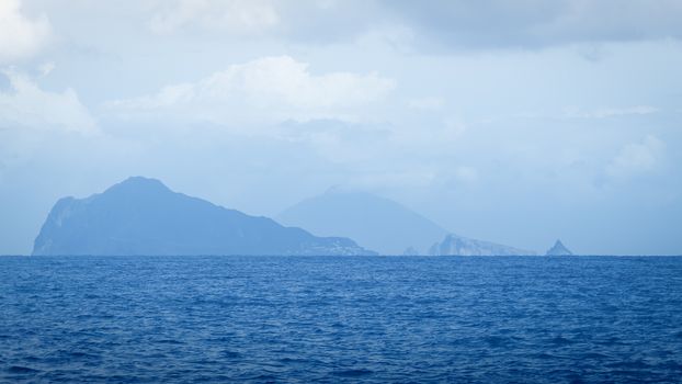 An image of Lipari island in haze background