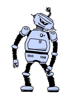 An illustration of an angry tin robot