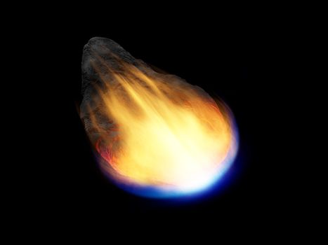 glowing asteroid in deep space 3D illustration