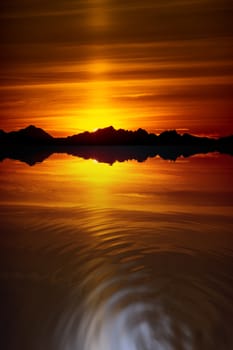 An image of a dream sunset over the ocean background