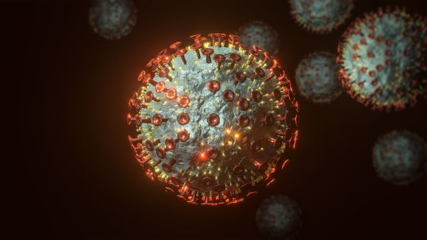 typical corona virus sars symbol 3D illustration background