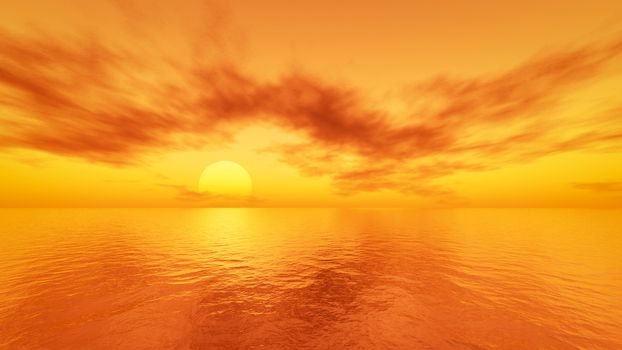 beautiful sunset at the calm ocean dream 3D illustration