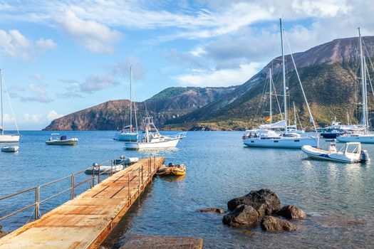An image of Lipari Islands Sicily Italy jetty and boats