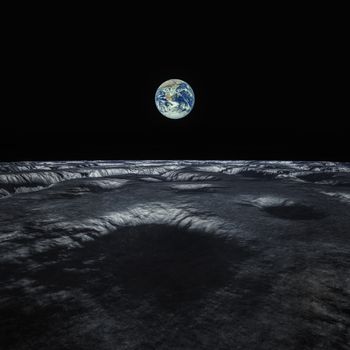 a space view to our planet earth from moon 3d illustration done with NASA textures