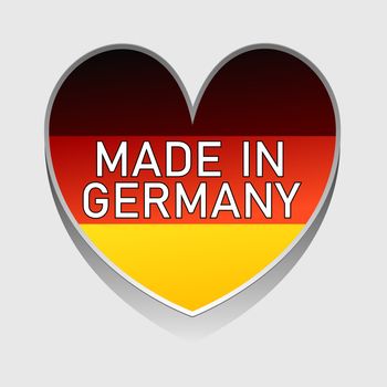 An illustration of a german national colored heart with text made in germany