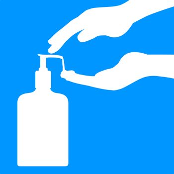 An illustration of a typical sanitizer with hands