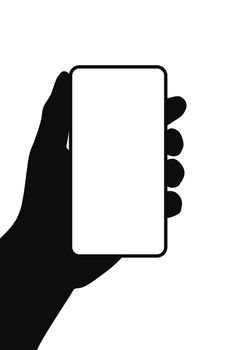 An illustration of a mobile phone in hand symbol