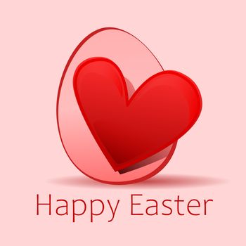An illustration of a red heart happy easter egg