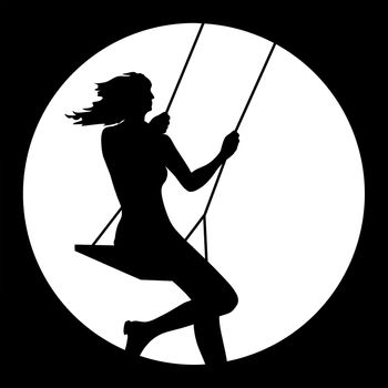 An illustration of a young woman swinging icon