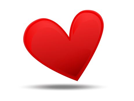 An illustration of a red heart on white background