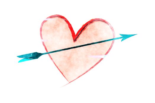 a heart with an arrow digital painting