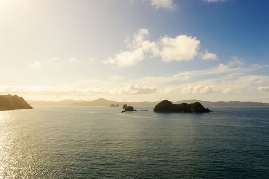 An aerial view of Hahei Beach New Zealand