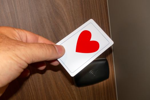 An image of a keyless door unlock red heart love