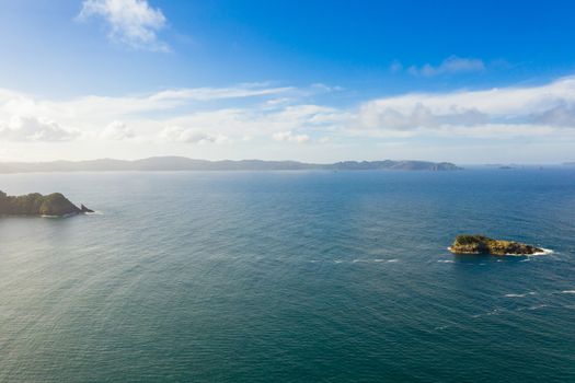 An aerial view of Hahei Beach New Zealand