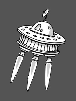 An illustration of a comic style space ship